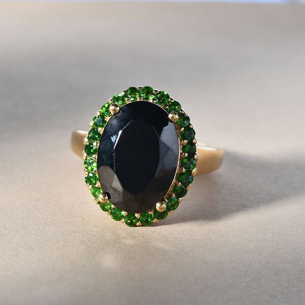 Elite Shungit und Natürlicher Chromdiopsid Ring 925 Silber vergoldet  ca. 4,50 ct image number 2