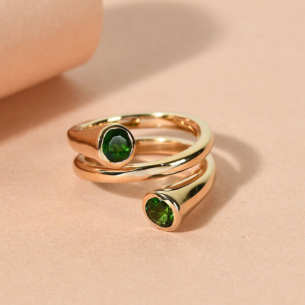 Nat&uuml;rlicher Chromdiopsid Ring 925 Silber vergoldet  ca. 0,98 ct image number 2