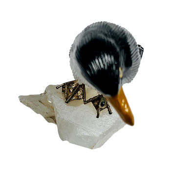 Gem Crystal Kollektion - handgeschnitzte Pinguin-Figur, Schwarz - S, 350 cts.