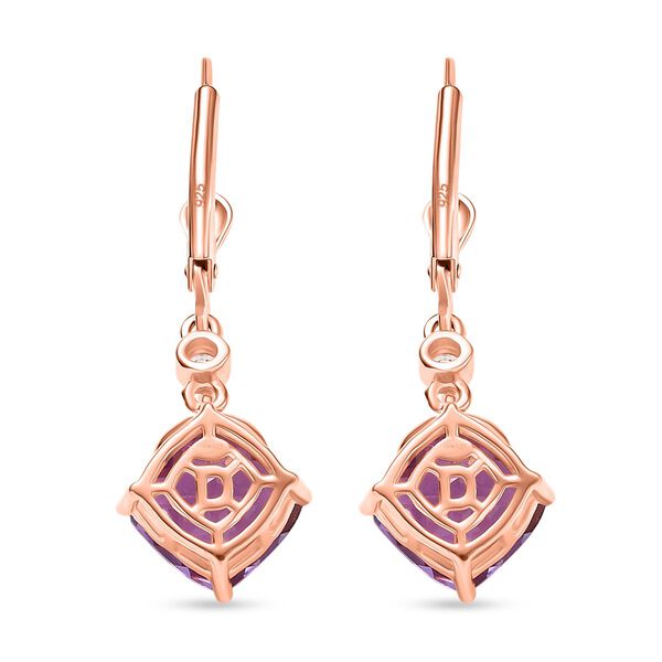 D'Joy AAA Rose De France Amethyst, Weißer Zirkon Ohrringe 925 Silber 750 rosévergoldet ca. 4.37 ct image number 4