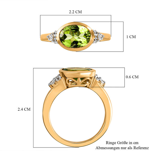 Natürlicher Peridot und weißer Zirkon-Ring, 925 Silber vergoldet  ca. 2,07 ct image number 6