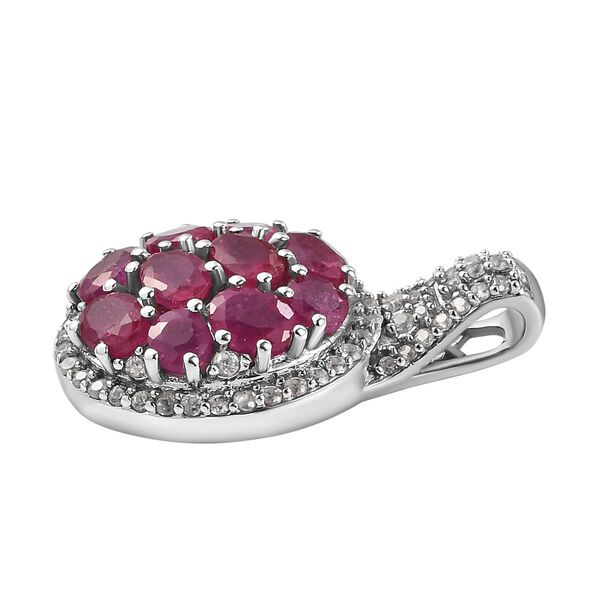 Afrikanischer Rubin und Zirkon-Cluster-Anh&auml;nger in Silber image number 4