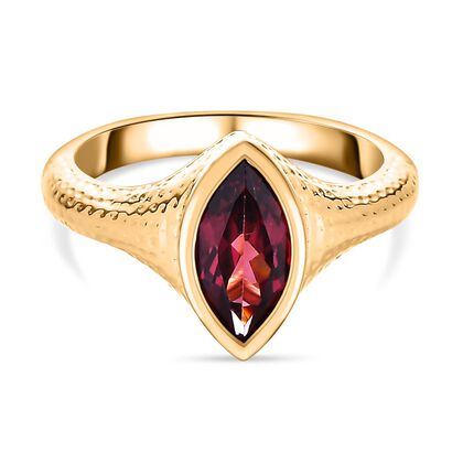 AAA Orissa Rose Granat Ring, 925 Silber Gelbgold Vermeil (Gr&ouml;&szlig;e 16.00) ca. 1.26 ct
