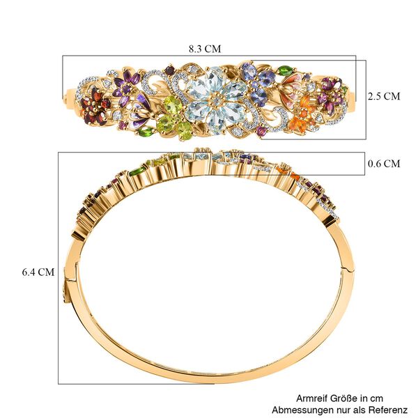 Himmelblauer Topas, Peridot Armreif ca. 19 cm 925 Silber Gelbgold Vermeil ca. 12,30 ct. image number 6