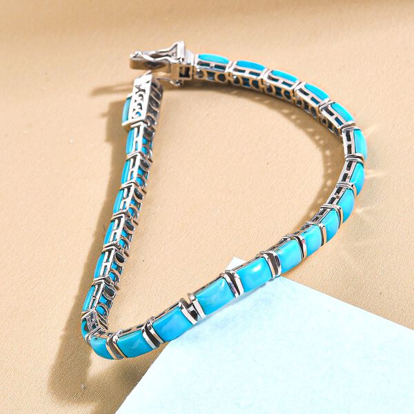 Amerikanisches, nat&uuml;rliches Sleeping Beauty T&uuml;rkis Armband, ca. 19 cm, 925 Silber platiniert ca. 12,65 ct image number 2