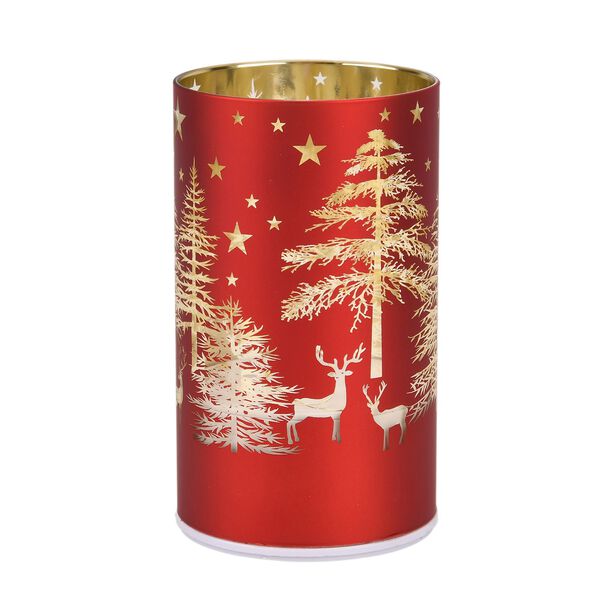 Wintertraum-Kollektion - LED-Tischlampe mit Drehfunktion, Rentier- und Tannenbaum-Motiv, Rot image number 3