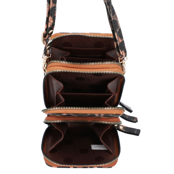 Schultertasche mit Leopardenmuster mit RFID Schutz, Gr&ouml;&szlig;e 11x7x18 cm, Braun image number 6