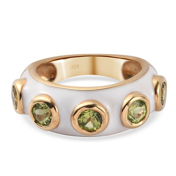 Peridot und Emailliert Ring 925 Silber 585 Vergoldet image number 6