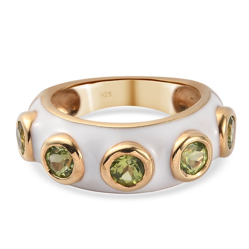 Peridot und Emailliert Ring 925 Silber 585 Vergoldet image number 0