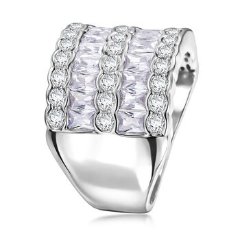 LUSTRO STELLA - Wei&szlig;er Zirkonia Ring, 925 Silber rhodiniert (Gr&ouml;&szlig;e 18.00) 5.71 ct
