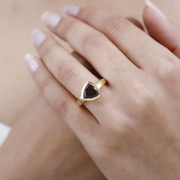 Mosambik Granat Ring, 925 Silber Gelbgold Vermeil, (Größe 17.00) ca. 2.69 ct image number 3