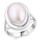 Royal Bali - Weißer Mabe Perle Ring, 925 Silber (Größe 18.00) ca.