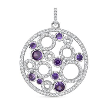 LUSTRO STELLA - Lila Zirkonia Anh&auml;nger 925 Silber rhodiniert