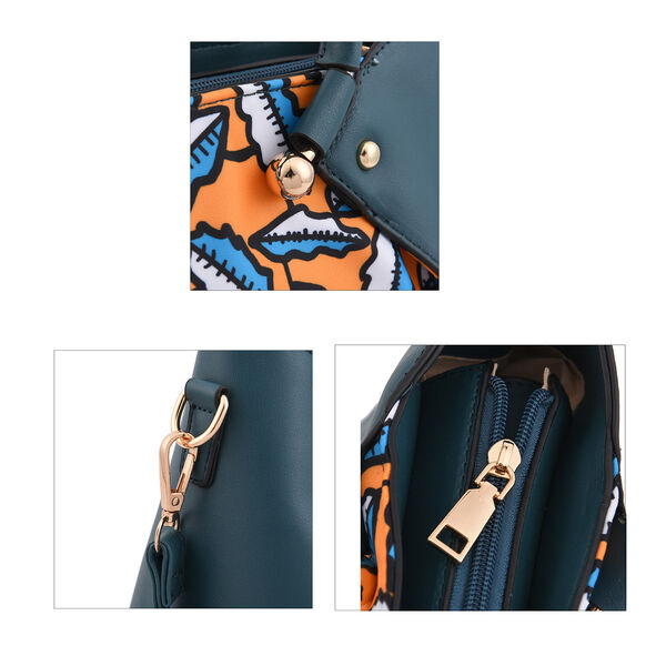 2er-Set, Clutch - 9x15,24 cm und Schultertasche - 34,29x12,7x25,40 cm, Blattmuster, Gelb image number 4