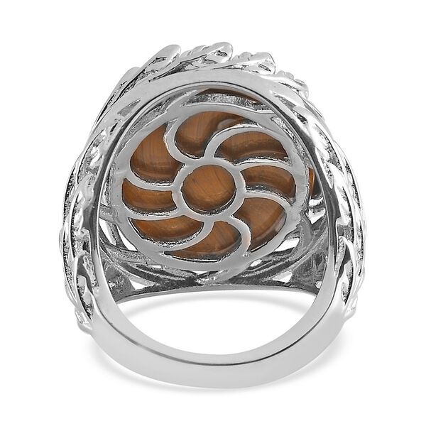 Tigerauge Solitär Ring Messing image number 5