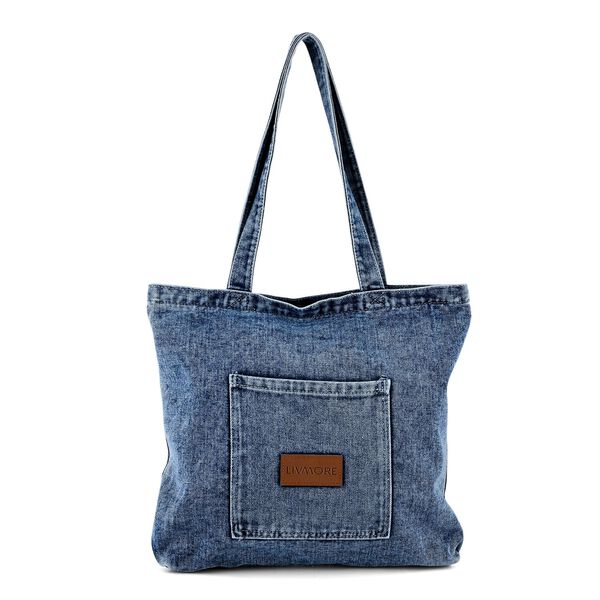 LIVMORE Shopper Tasche mit Rei&szlig;verschlussfach und Innenfach 42 x 34 x 8 cm Hellblau image number 5