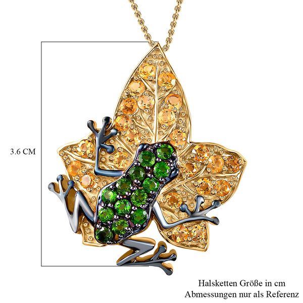 GP Italian Garden Kollektion - Nat&uuml;rlicher Chromdiopsid und Citrin und blauer Saphir-Anh&auml;nger mit Kette - 2,58 ct. image number 7