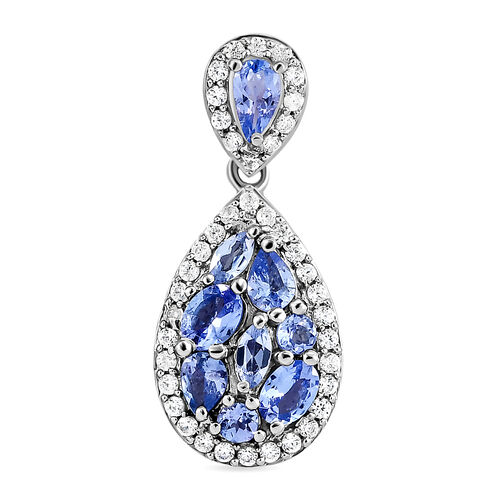 Tansanit und weißer Zirkon-Anhänger, 925 Silber platiniert ca. 1,42 ct image number 0