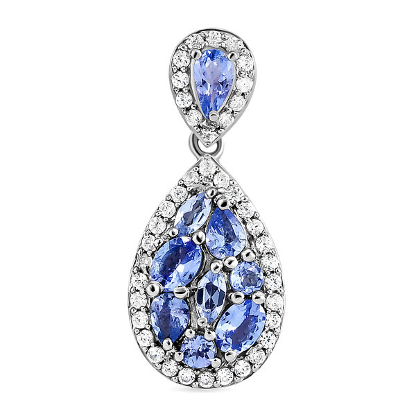 Tansanit und weißer Zirkon-Anhänger, 925 Silber platiniert ca. 1,42 ct image number 0