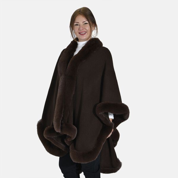 Kunstfell Ruana, Schokolade image number 3