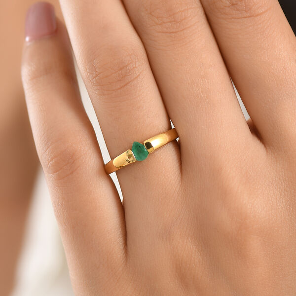 D'Joy AAA Kagem Sambischer Smaragd Ring 925 Silber 750 Vergoldet (Gr&ouml;&szlig;e 17.00) (10-15 Werktage Lieferzeit) ca. 0.27 ct image number 2