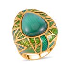 Grünes Katzenauge Ring, 316L Edelstahl emailliert, (Größe 16.00), ca. 3.00 ct