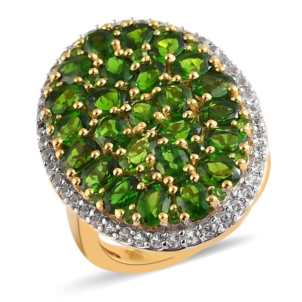 Nat&uuml;rlicher Chromdiopsid und Zirkon-Ring - 6,11 ct.