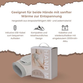 Hand-Massageger&auml;t in Handschuhform mit W&auml;rmefunktion, 19x24,5x10 cm, Grau