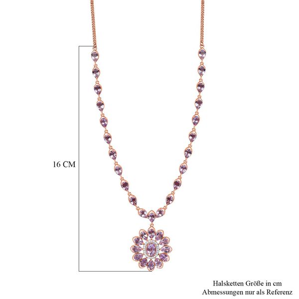 AA Rose De France Amethyst und Zirkon Halskette, 45 cm - 25,54 ct. image number 6
