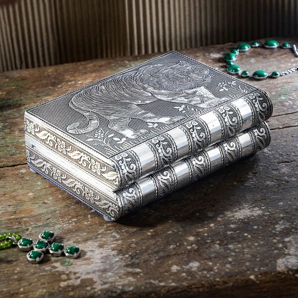 Handgefertigtes, Aluminium-Schmuckk&auml;stchen, silber, Tigerpr&auml;gung image number 2