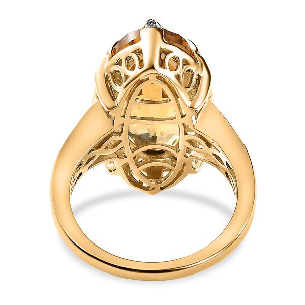 Citrin, Wei&szlig;er Zirkon Ring, 925 Silber vergoldet, (Gr&ouml;&szlig;e 16.00), ca. 10.71 ct image number 6