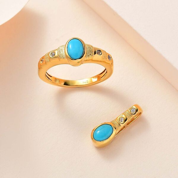 Sleeping Beauty T&uuml;rkis Schmuckset 925 Silber Gelbgold Vermeil ca. 1,02 ct. image number 2