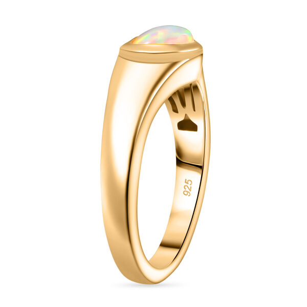 AA Nat&uuml;rlicher, &auml;thiopischer Welo Opal Ring 925 Silber 750 Gelb Vergoldet (Gr&ouml;&szlig;e 20.00) ca. 0,55 ct image number 4