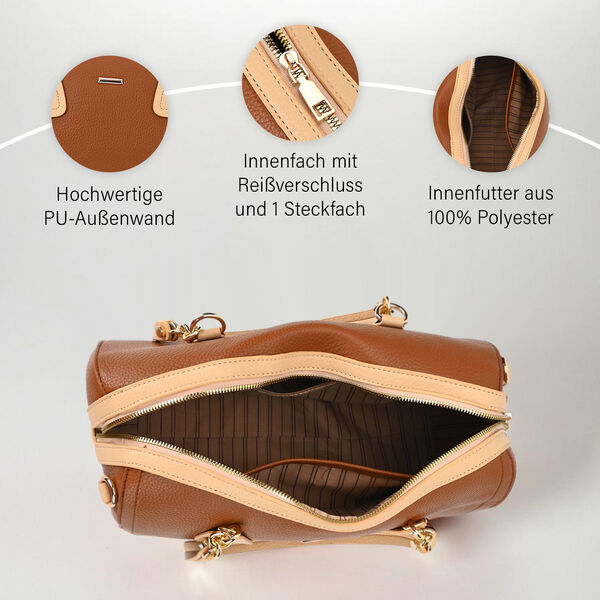 SATCHEL Moderne Handtasche mit Crossbody Gurt, 34x11x22 cm, braun image number 3