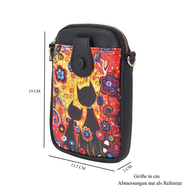Stilvolle und kompakte Handytasche mit 2 Katzenmotiv, PU-Leder, mit Schultergurt, 19x13.5x2cm image number 7