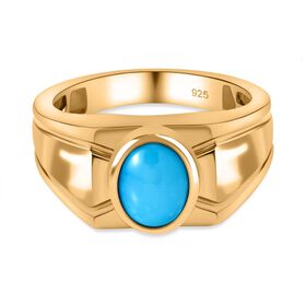 Natürlicher Sleeping Beauty Türkis Ring 925 Silber Gelbgold Vermeil (Größe 21.00) ca. 1.38 ct