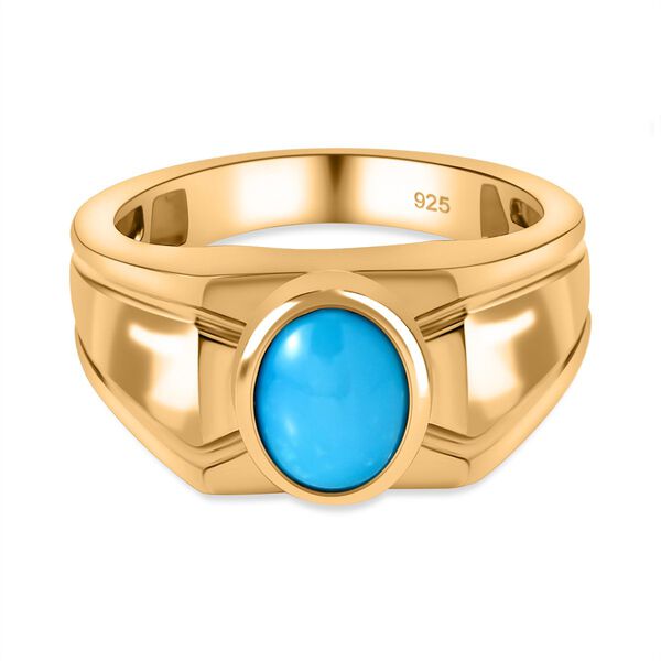 Nat&uuml;rlicher Sleeping Beauty T&uuml;rkis Ring 925 Silber Gelbgold Vermeil (Gr&ouml;&szlig;e 21.00) ca. 1.38 ct