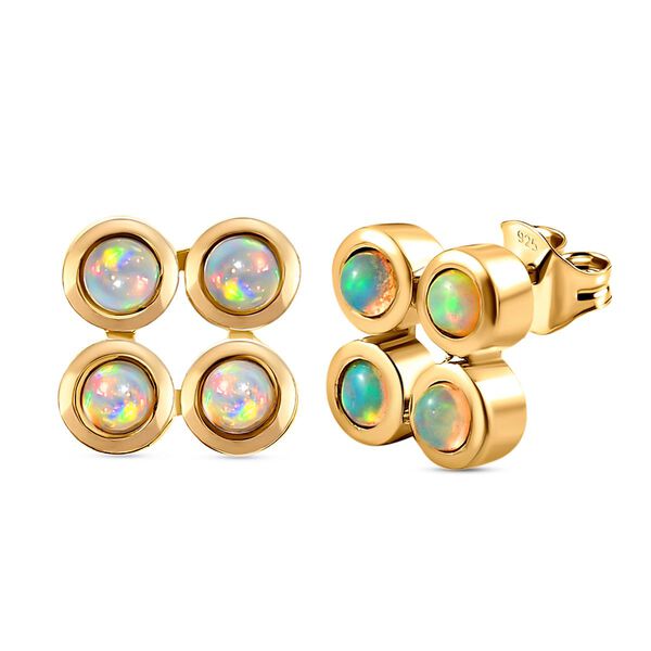 Nat&uuml;rliche, &auml;thiopische Opal-Ohrringe, 925 Silber vergoldet ca. 0.65 ct image number 4