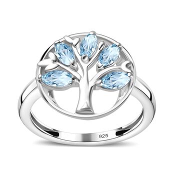 Himmelblauer Topas Ring 925 Silber platiniert (Gr&ouml;&szlig;e 18.00) ca. 1,00 ct