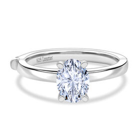 LUXURIANT SGL zertifizierter SI-GH Labor Oval-Diamant Ring, 925 Silber rhodiniert - 1 ct.
