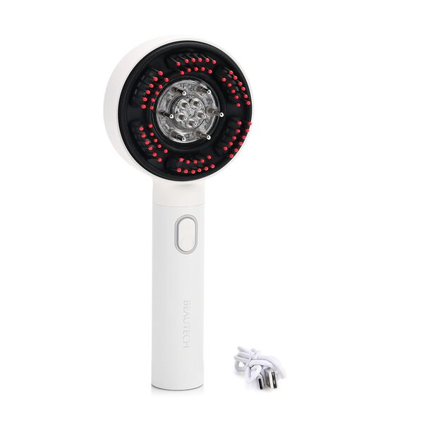 BEAUTECH Kopfhaut-Massagebürste mit rotem Therapielicht und 3 Massagestufen, 22x8,5x6 cm, Weiß image number 0