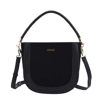 Hobo Tasche mit abnehmbarem Riemen, Gr&ouml;&szlig;e 26x8x14 cm, Schwarz