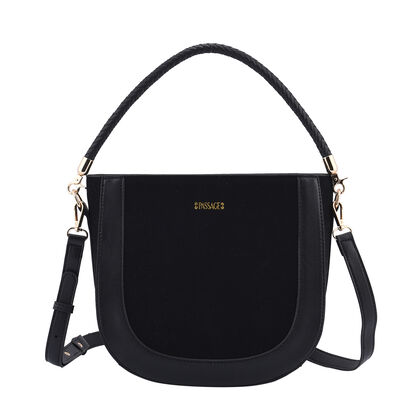 Hobo Tasche mit abnehmbarem Riemen, Größe 26x8x14 cm, Schwarz