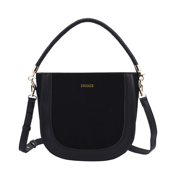 Hobo Tasche mit abnehmbarem Riemen, Gr&ouml;&szlig;e 26x8x14 cm, Schwarz