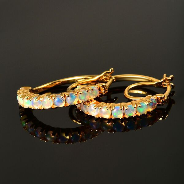 Nat&uuml;rliche, &auml;thiopische Opal-Creolen in Silber image number 2