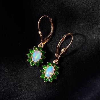 AA nat&uuml;rliche Welo Opal und Chormdiopsid-Ohrringe - 1,64 ct.