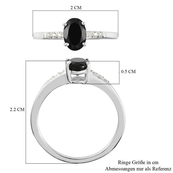 Schwarzer Spinell und Zirkon Ring 925 Silber  ca. 1,10 ct image number 7