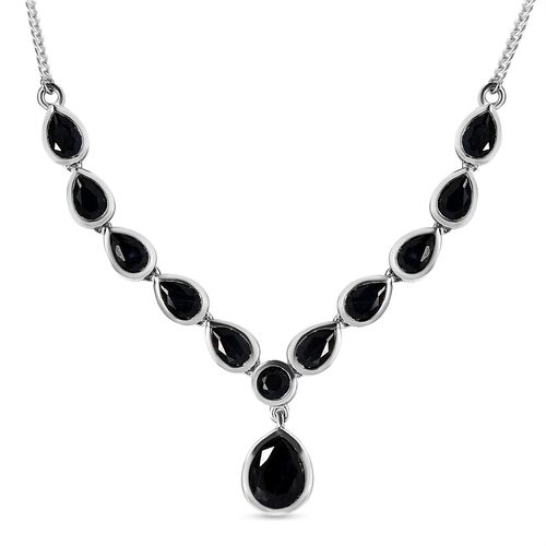 Schwarze Saphir Halskette, ca. 45 cm, 925 Silber platiniert ca. 8.59 ct image number 0