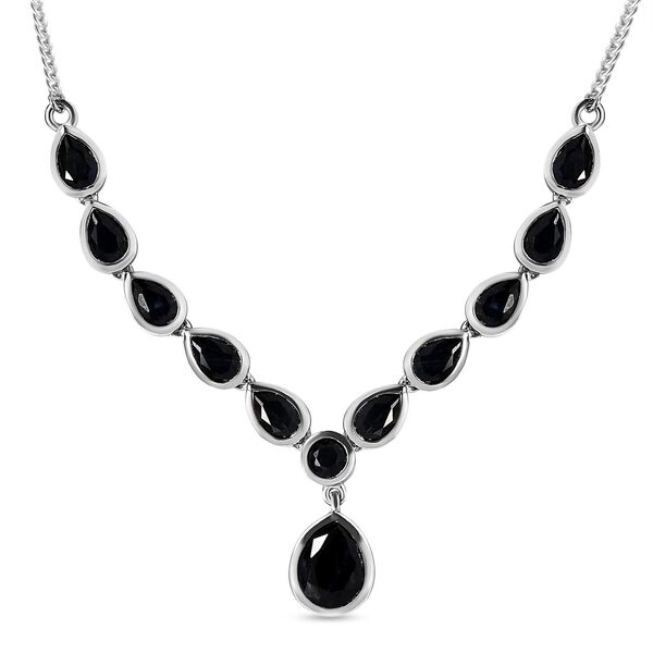 Schwarze Saphir Halskette, ca. 45 cm, 925 Silber platiniert ca. 8.59 ct image number 0