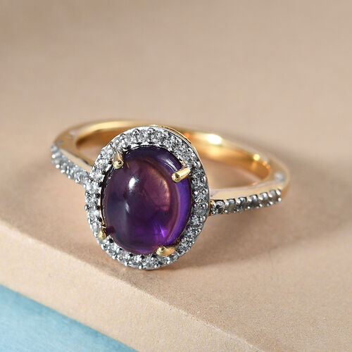 Afrikanischer Amethyst und Zirkon Ring 925 Silber vergoldet  ca. 2,37 ct image number 1